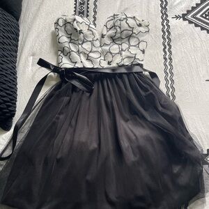 Mystic Black and White Strapless Dress